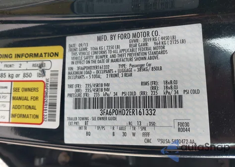 2014 Ford Fusion Se from USA, damaged, VIN 3FA6P0HD2ER161332